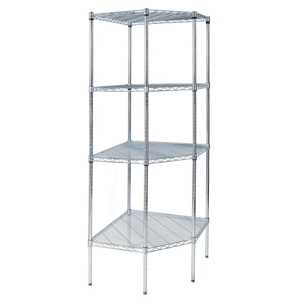 24" Deep x 34.5" Wide x 86" High Chrome Wire Corner Shelving Unit