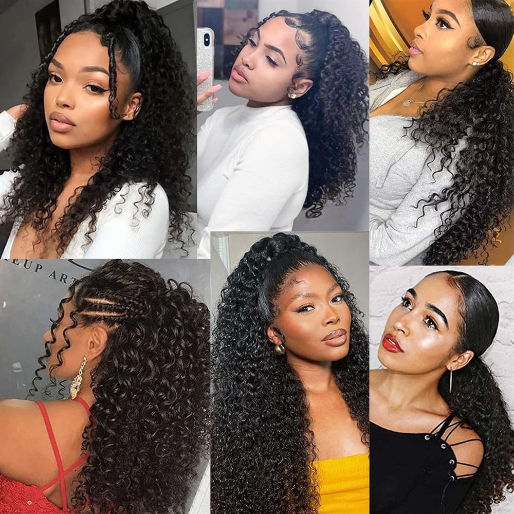 Kinky Curly Drawstring Ponytail Clip In Hair Extensions 10-26 Inch Brazilian Virgin Hair Ponytail Hairpieces