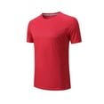 thumbnail image 3 of IYTR Mens Workout Shirts Short Sleeve T Shirts Comfy Outdoor Gym Shirts Casual Pullover Crewneck Tee Shirts Summer Fashion Solid Color Red M, 3 of 6