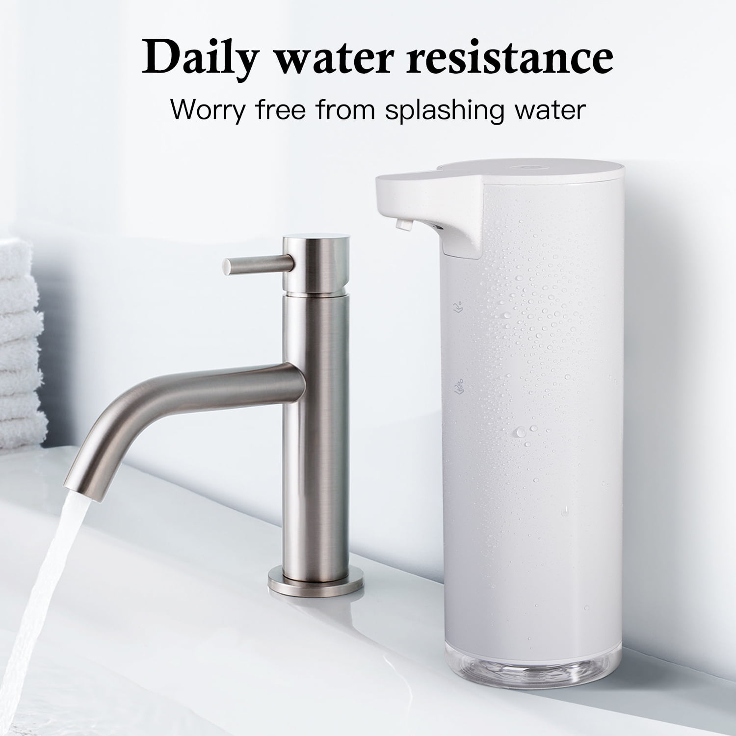 Automatic Foaming Soap Dispenser: Rechargeable Touchless Soap Dispenser Stainless Steel Foam Soap Dispenser for Bathroom Hand Soap Pump for Kitchen Xmas Gift, 9oz, White