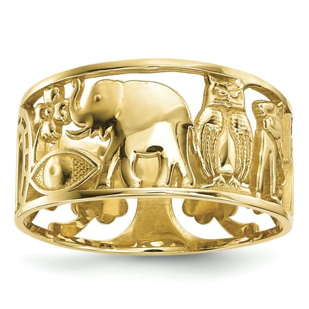 Symbol Cut Out Ring - 14k Yellow Gold Lucky Symbols Cut Out 9mm Wedding Ring Band Size 8.00 Gifts For Women For Her