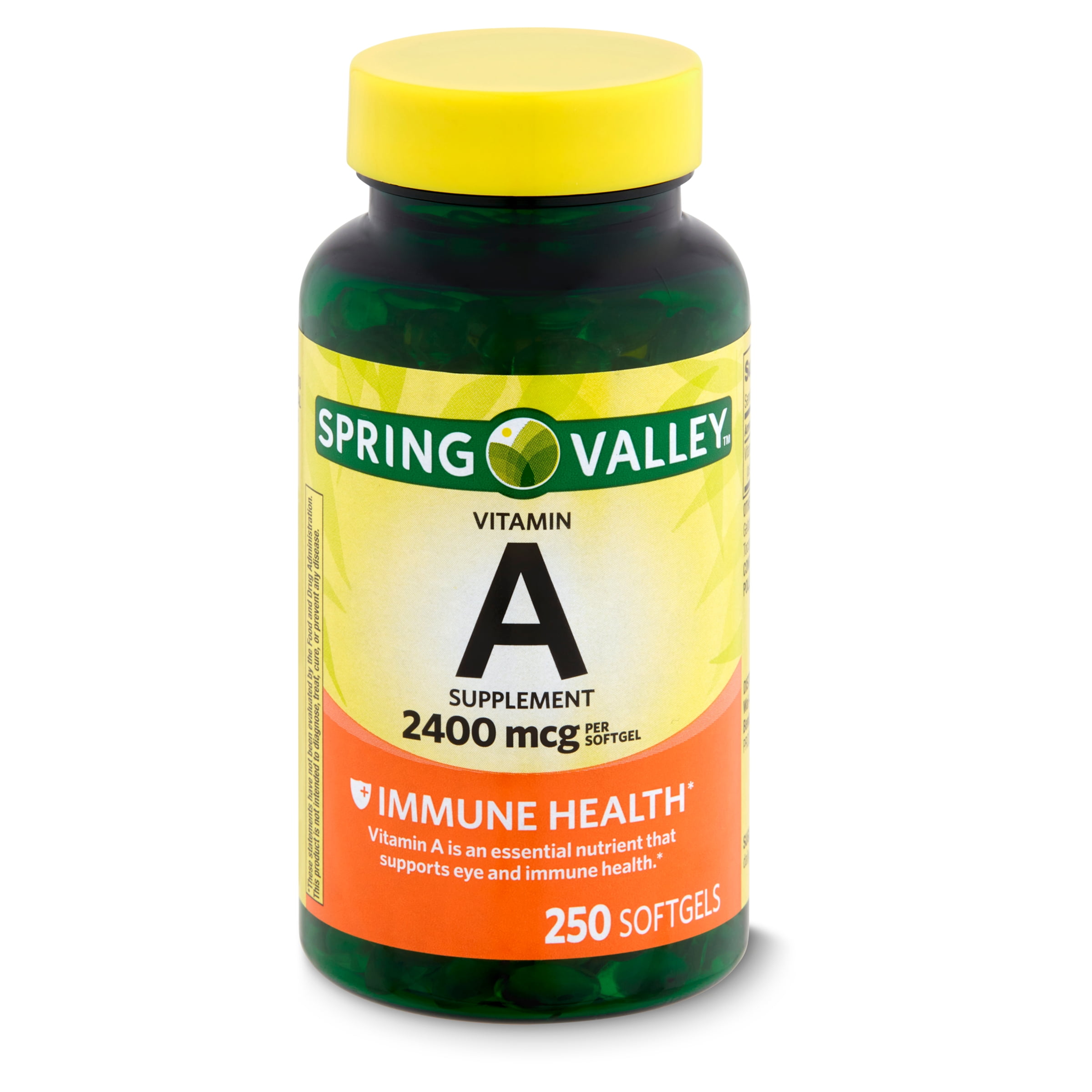 Spring Valley Vitamin A Supplement 2400 Mcg 250 Count Walmart 
