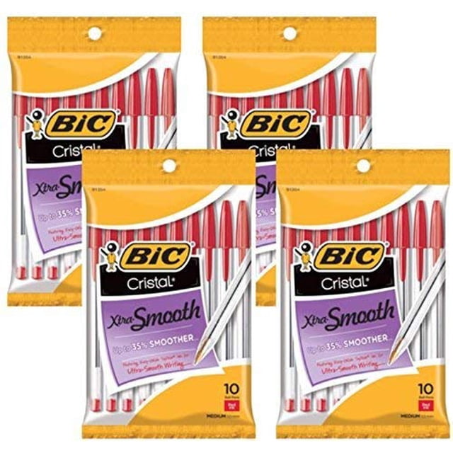 Bolígrafo BIC Cristal Stic, 1,0 mm, tinta roja de punta mediana x40