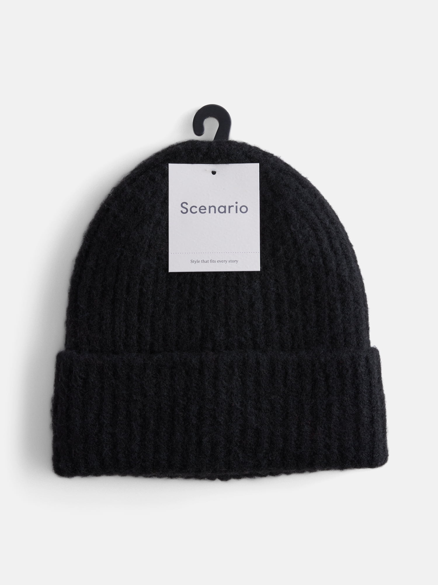 Scenario Women's Rib Knit Beanie, Black Soot