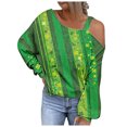 thumbnail image 2 of Femmes Chemises Mode Femmes St.Patrick'S Day Sweat-Shirt Imprimé sur l'Épaule Chemise Graphique à Manches Longues Pulls, 2 of 5