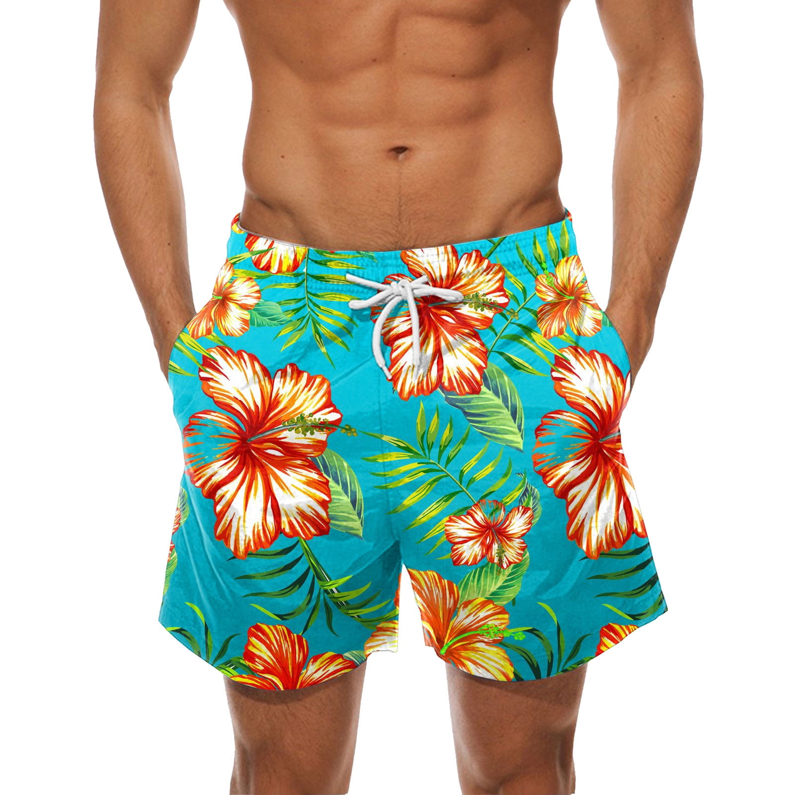 Men's Swim Shorts Swim Trunks With Compression Liner Quick Dry Board Shorts Bathing Suit Drawstring Swimming Surfing Beach Water Sports Floral Summer 9023209 2022 – | Men Elasticated Waist Swimming Board Shorts