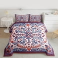 thumbnail image 3 of Feelyou Adult Bohemian Damask Bedding Comforter Set, Blue Orange Flower Floral Twin Comforter Sets, Tribal Paisley Mandala Reversible Bedding Set, Super Cozy Room Decor, 2 Pieces, 3 of 9