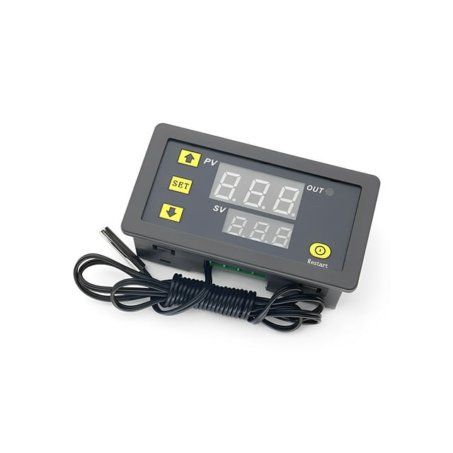 Wweixi Thermostat LED Display Switch Thermostats Practical Freezer Water Controller Heat Cooling Tanks Refrigerator Industrial Black 12V