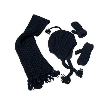 Cable Knit Hat Scarf - NICE CAPS Unisex Adults Bulky and Warm Waffle Cable Knit 3 Piece Hat Scarf Glove Winter Headwear Accessory Set With Warm Sherpa Lining - Fits Mens and Womens Sizes for Cold Weather