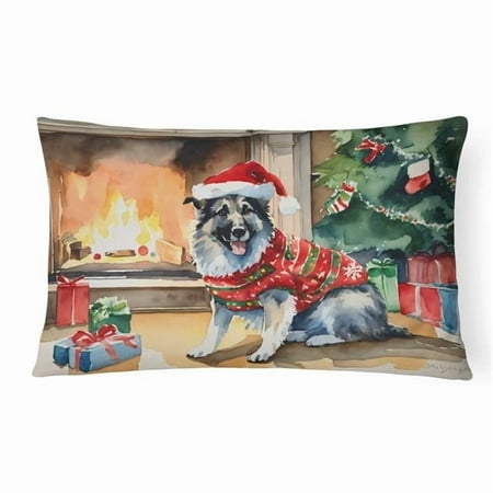 Norwegian Elkhound Cozy Christmas Throw Pillow 12 in x 16 in