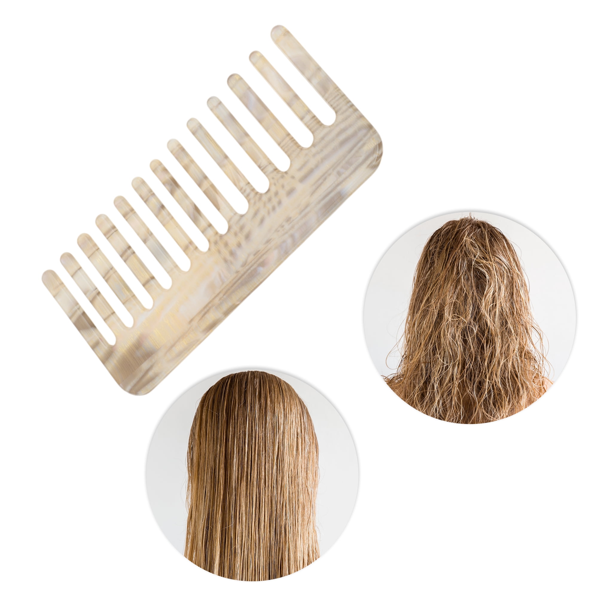 Unique Bargains 1 Pc Vintage Portable Wide Tooth Comb for All Hair Types Gray, Yellow