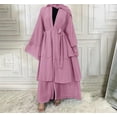 thumbnail image 5 of IBTOM CASTLE Muslim Chiffon Abaya for Women Open Front Cardigan Modest Dress with Hijab Scarf Middle East Arabian Robe Islamic Long Dress M Rose Pink, 5 of 8