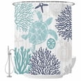 thumbnail image 2 of Turquoise Coastal Turtle Waterproof Fabric Shower Curtain,Ocean Coral Nautical Waterproof Fabric Shower Curtain for Bathroom Curtains Bathtubs Hotel Shower Curtains with 12 Hooks Standard 66x72, 2 of 8