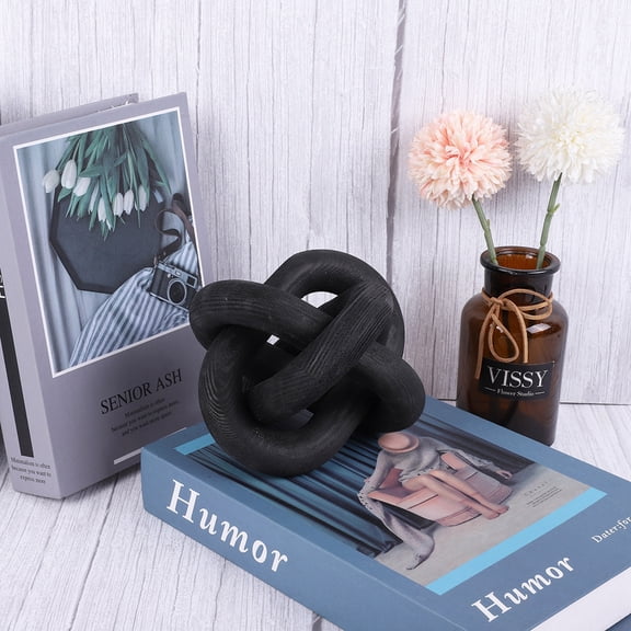 Wood Chain Link Decor 3 Knot Hand Carved Coffee Table Modern Farmhouse Shelf Boho Rustic Decorative Objects for Home Living Room Bedroom Decorations