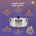 thumbnail image 2 of YBM Home Professional Chef’s 18/10 Stainless Steel Stock Pot Covered Tri-Ply Capsule Base With Bakelite Handle, Terrific Mirror Silver, Induction Compatible, 11 Quart - Black, 2 of 4