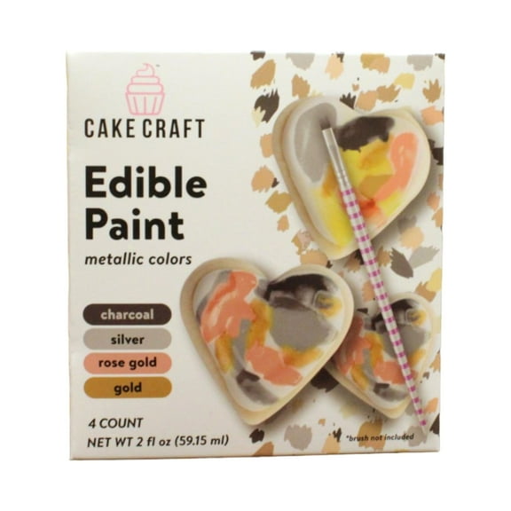 Cake Craft Metallic Colors Edible Liquid Paint 4-Pack, 2 fl oz. Box