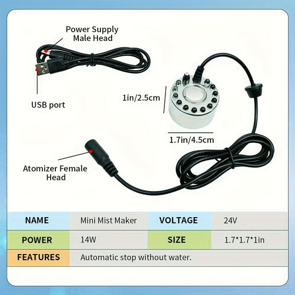 2-Pack 5V USB Silver Fog Machines with Colorful LED Lights, USB Powered Low-Lying Foggers for Indoor Decor, Halloween Party Haunted House Props