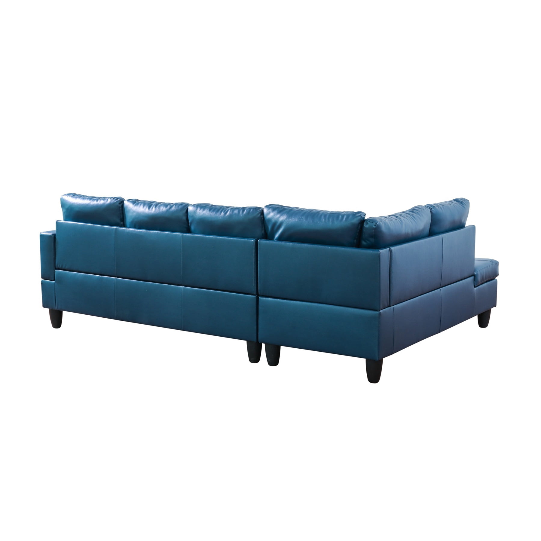 Hommoo 2-Piece Faux Leather L-Shaped Sectional Couches and Sofa Set, Modern Living Room Furniture Set, No Ottoman, Left Side, Denim