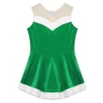 thumbnail image 3 of TiaoBug Kids Girls Christmas Ballet Dance Leotard Figure Ice Skating Dress Velvet Santa Claus Costume Green 14, 3 of 5