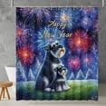 thumbnail image 2 of Happy New Year Schnauzer Family Cheer Winter Midnight Firework Shower Curtain Miniature Schnauzer Dog Lover Waterproof Bathroom Bathtub Curtain - 02025, 2 of 5