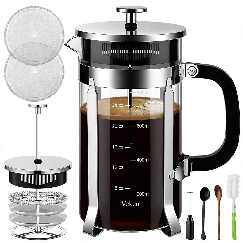 Veken French Press Coffee Maker (34 oz), 304 Stainless Steel Coffee