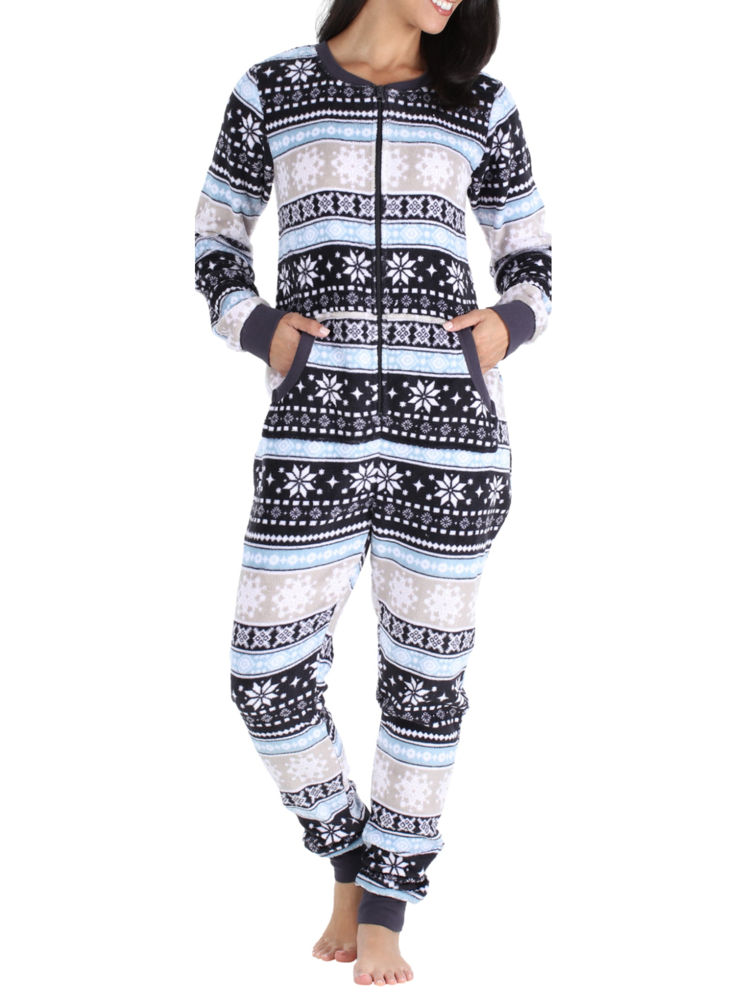 Frankie /& Johnny Women’s Plush Fleece Non-Footed Onesie Loungewear Pajamas