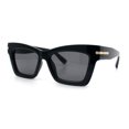 thumbnail image 4 of Womens Nerdy Thick Horn Rim Cat Eye Hipster Plastic Sunglasses All Black, 4 of 7
