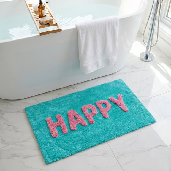 Colourful & Bold Happy Slogan Bath Mat