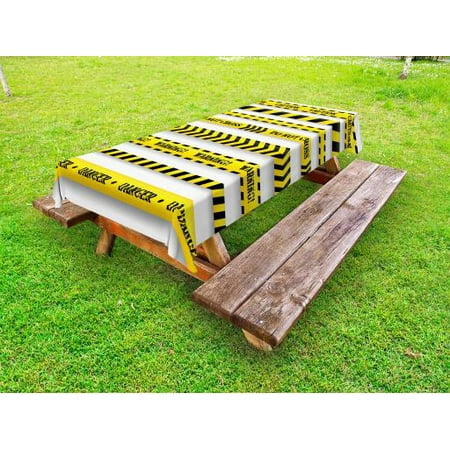 

Yellow Outdoor Tablecloth Cautionary Tapes Arrangement Danger Warning Expressing Banners Security Theme Decorative Washable Fabric Picnic Tablecloth 58 X 104 Inches Black Yellow by Ambesonne