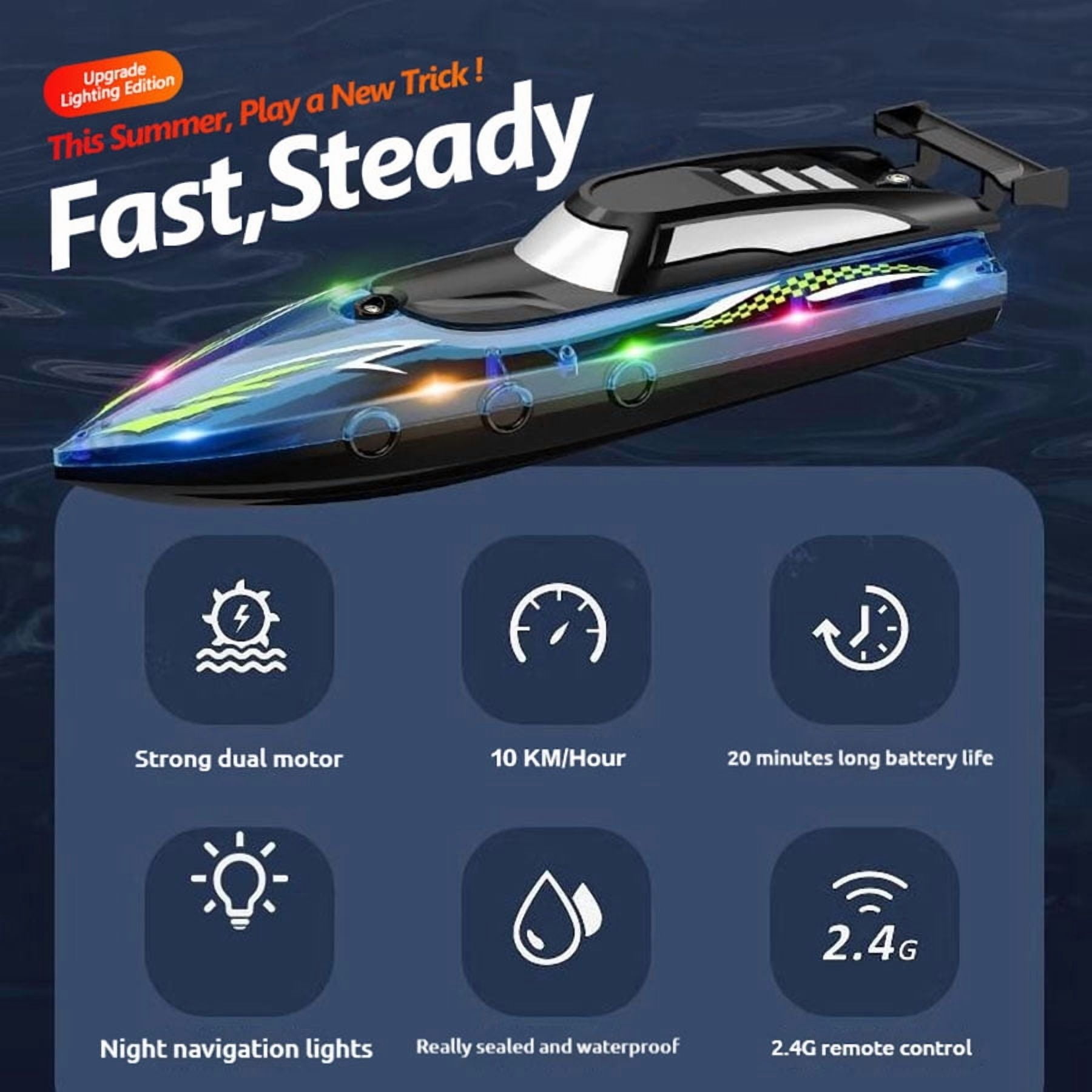 RC Boat with Motor, Funtogether Toys, A3503 Brushless RC Boat, High-Speed 10km/h, 20min Battery