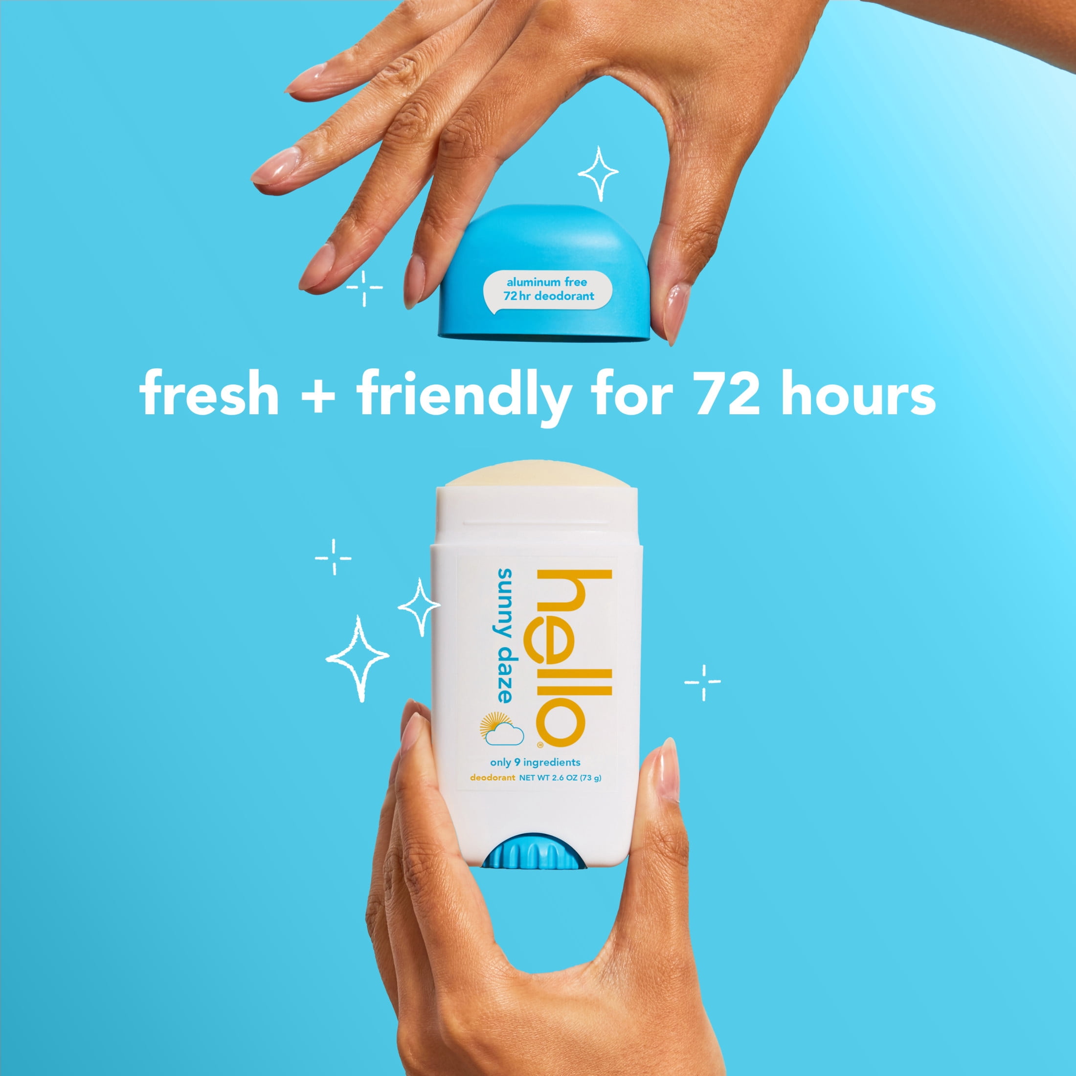 hello Sunny Daze Aluminum Free Deodorant for Women and Men, 2.6 oz Stick Deodorant