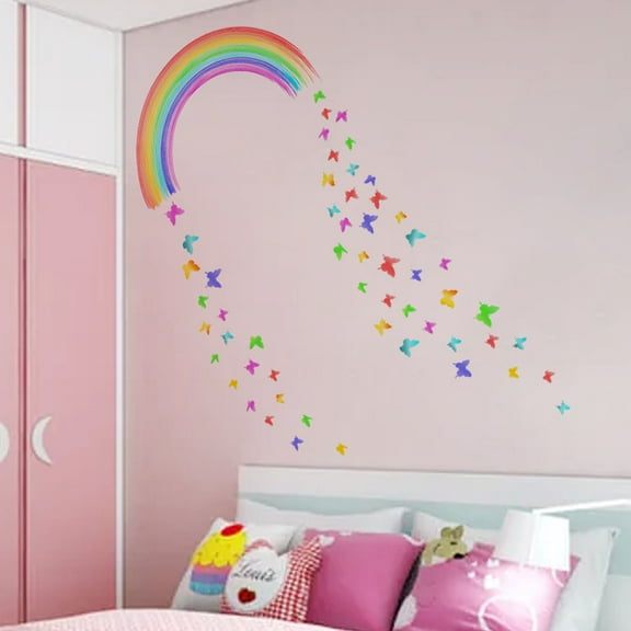 SHOWERORO 2 Sheets Waterproof Durable Wall Decals Home Decor Multi-Colored Rainbow Design 11.79x23.58x0.04in