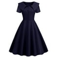 thumbnail image 2 of BONIXOOM Sexy Dresses for Women Date Night Retro Vacation Lapel Neck Tab Short Sleeve Pullover Dress Polka Dot Navy Dresses, 2 of 7