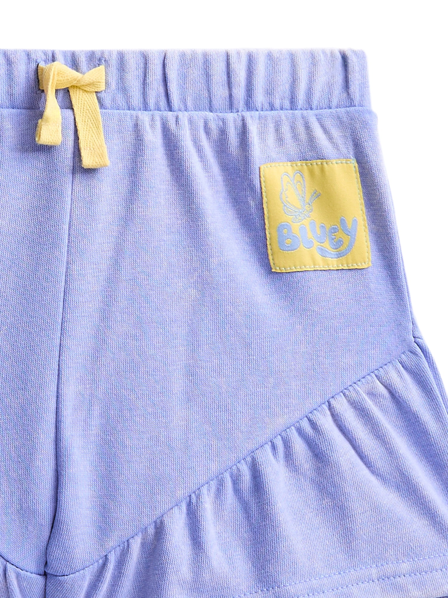 Bluey Toddler Girls' Short Sleeve Graphic Tee and Matching Ruffle Shorts Set, 2-Piece, Sizes 12M-5T