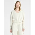 thumbnail image 2 of No Boundaries V-Neck Fleece Cropped Sweatshirt, Women's, 2 of 3
