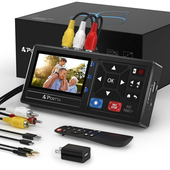 VHS to Digital Converter, Video Recorder with Remote, Compatible VHS, VCR, DVR, DVD, Hi8, Mini DV Players, Camcorder, Gaming Consoles (Tapes/DVD Player Not Included)