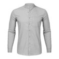 thumbnail image 3 of Camisas Para Hombre Camiseta Henley de manga larga para hombre, informal, hippie, de algodón, para la playa (Grey, M), 3 of 4