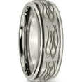 thumbnail image 4 of Titanium Brushed & Polished Flame Laser Design 8mm Ridged Edge Band (Size 11.5) Made In China tb11t-11.5, 4 of 5