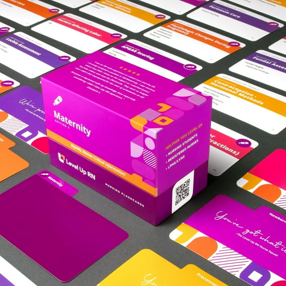 Level UP RN Maternity LPN RN Review Flash Cards-Essential Info for Nursing School 3" x 5", 140 Count