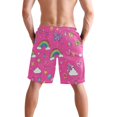 thumbnail image 3 of Dailycode Men's Quick Dry Swim Trunks Beach Shorts Casual Summer Board Shorts with Pockets, Rainbow Cloud Heard Flower Star, 3 of 8