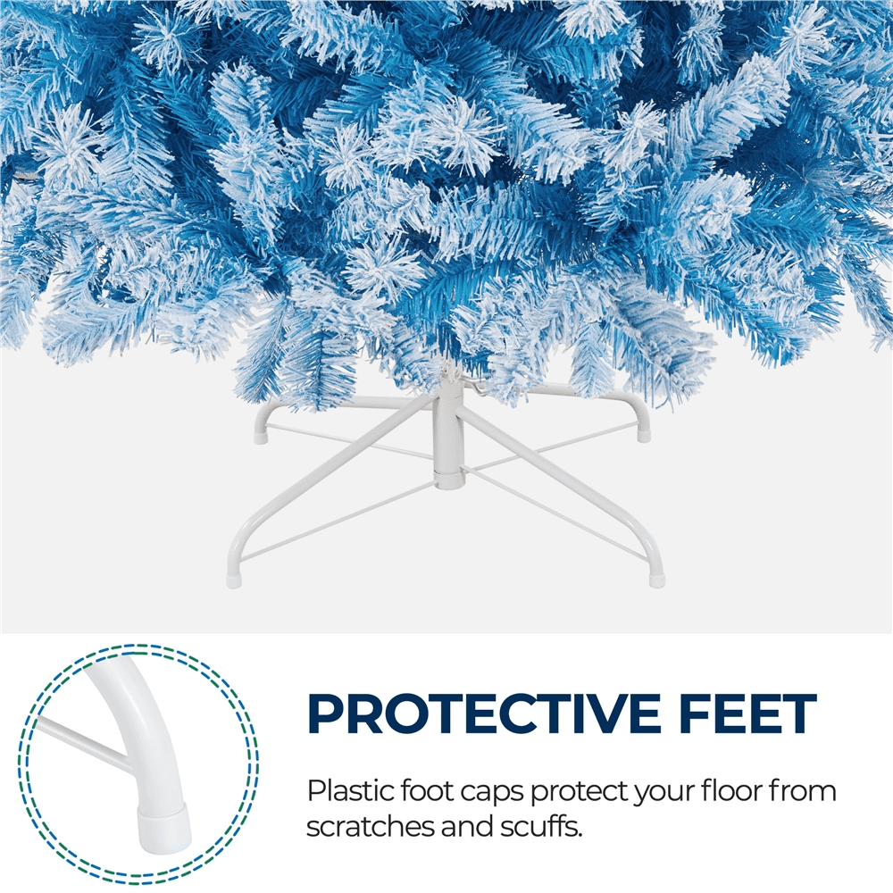 Renwick 6ft Flocked Artificial Christmas Tree with Foldable Stand, Lake Blue Gradient