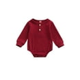 thumbnail image 1 of xiaxaixu Mode Bébé Couleur Unie Bouton Col Rond Manches Longues Barboteuse, 1 of 9