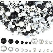 60G Half Rhinestones Flat Back Pearls Black Silver Plastic Imitation Pearl Beads Half Round Pearls Flatback Rhinestone