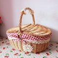 thumbnail image 2 of GOODLY Wicker Picnic Basket With Lid And Handle Sturdy Woven Body With Cherry Lining For Camping Outdoor Birthday Party, 2 of 5