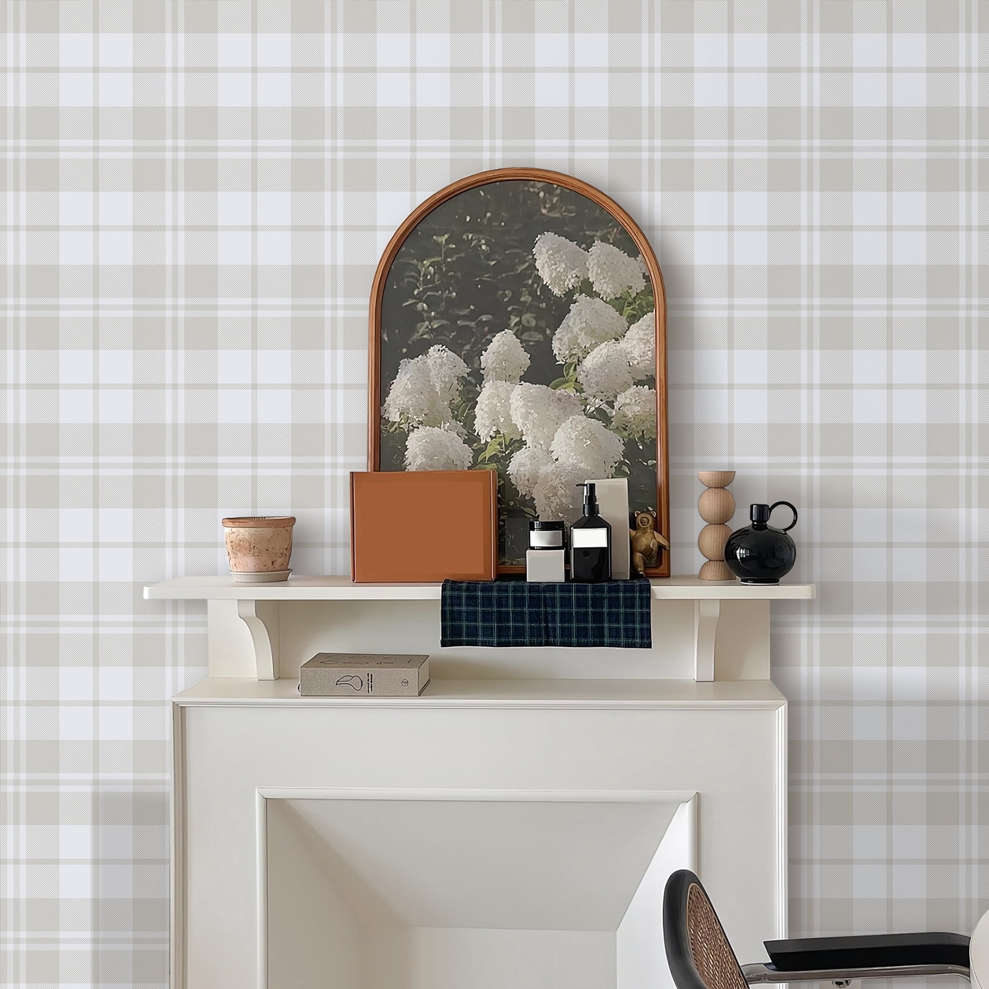 Abyssaly Plaid Peel and Stick Wallpaper 17.3 in × 393 in Modern Wall Paper Self-Adhesive Removable Wallpaper for Home Decor