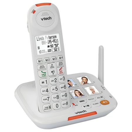 VTech - SN5127 Amplified DECT 6.0 Expandable Cordless Phone System with Digital Answering System - White