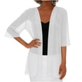 thumbnail image 6 of thefmos Women Summer 3/4 Sleeve V Neck Flowy Cardigan Tops Casual Open Front Beach Cover Up Loose Basic Solid Vacation Clothes, White S, 6 of 7