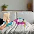 thumbnail image 3 of Yoga Soft Flannel Fleece Blanket, Different Yoga Poses Energetic Female in Motion Pilates Human Health Well Being, Cozy Plush for Indoor and Outdoor Use, 50" x 60", Pink Yellow Teal, by Ambesonne, 3 of 5