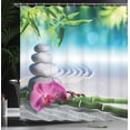 thumbnail image 4 of Ambesonne Peace Shower Curtain, Spa Sand Orchid Flower, 69"Wx84"L, Blue Fern Green Fuchsia, 4 of 5