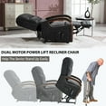 thumbnail image 7 of Domi Bonn Power Black Chenille Lift Recliner Chair Dual Motor Infinite Position Up to 350 LBS with Solid Wood Armrests, Heat Massage and Heavy Duty Motion Mechanism, Black, 7 of 7